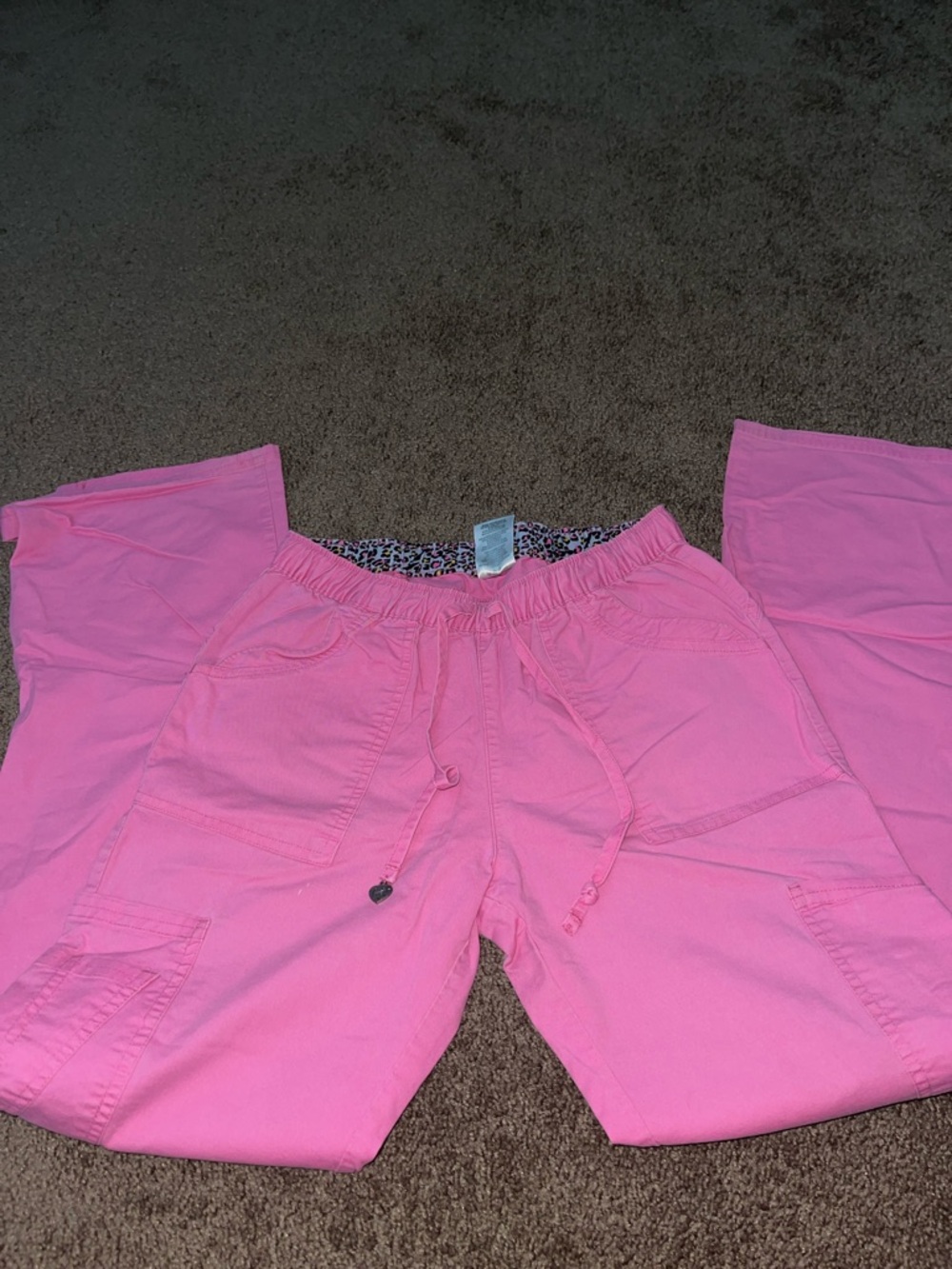 Vibrant Pink Drawstring Cargo scrub Pants